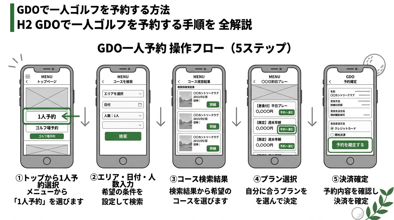 GDO一人予約の操作フロー図解