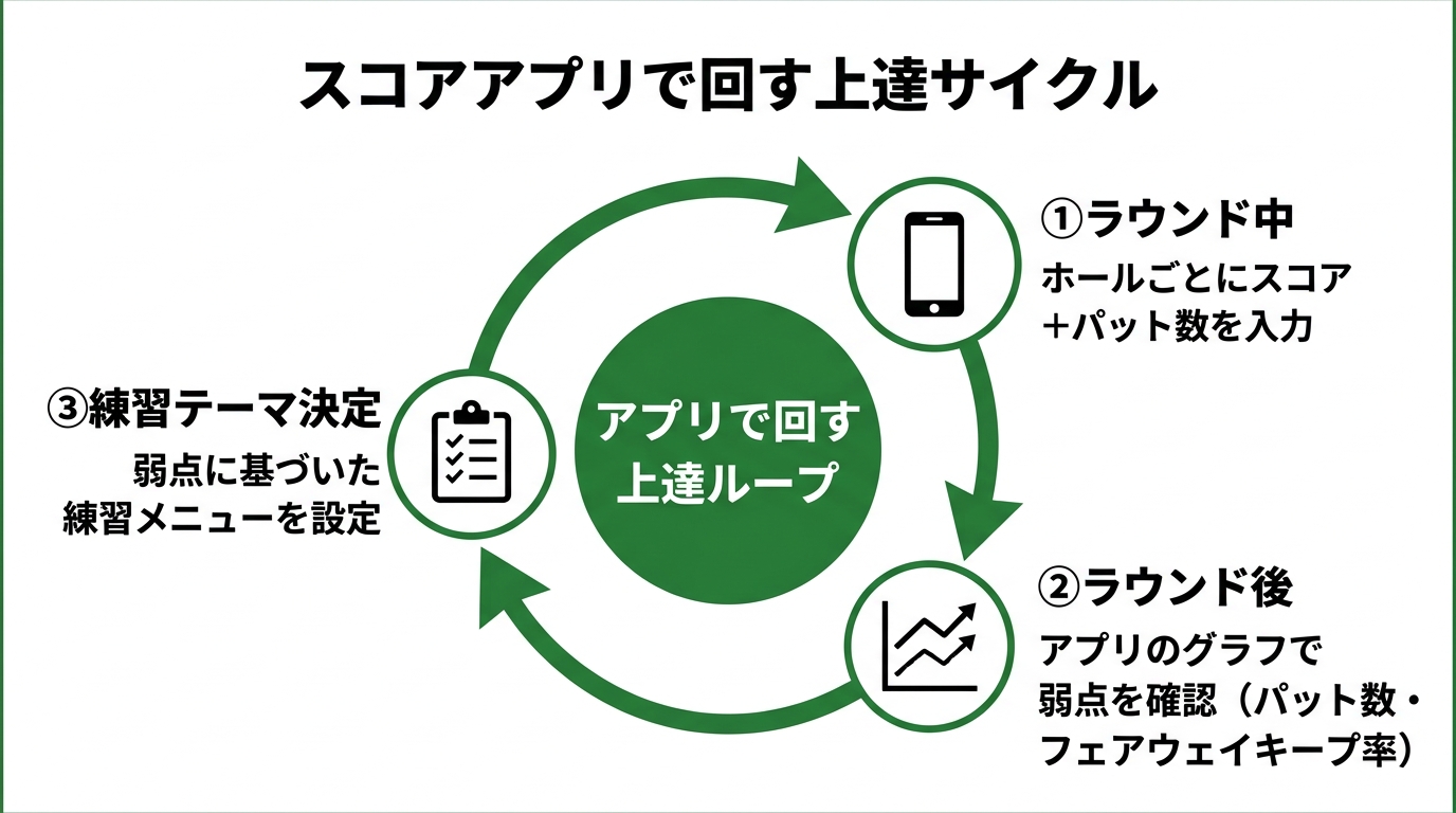 スコアアプリで回す上達サイクル図