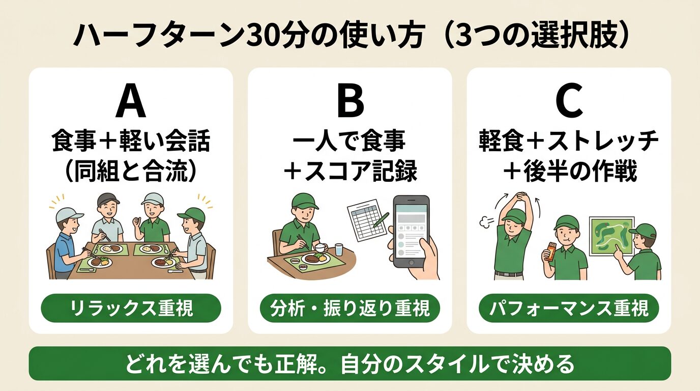 ハーフターン30分の過ごし方3つの選択肢