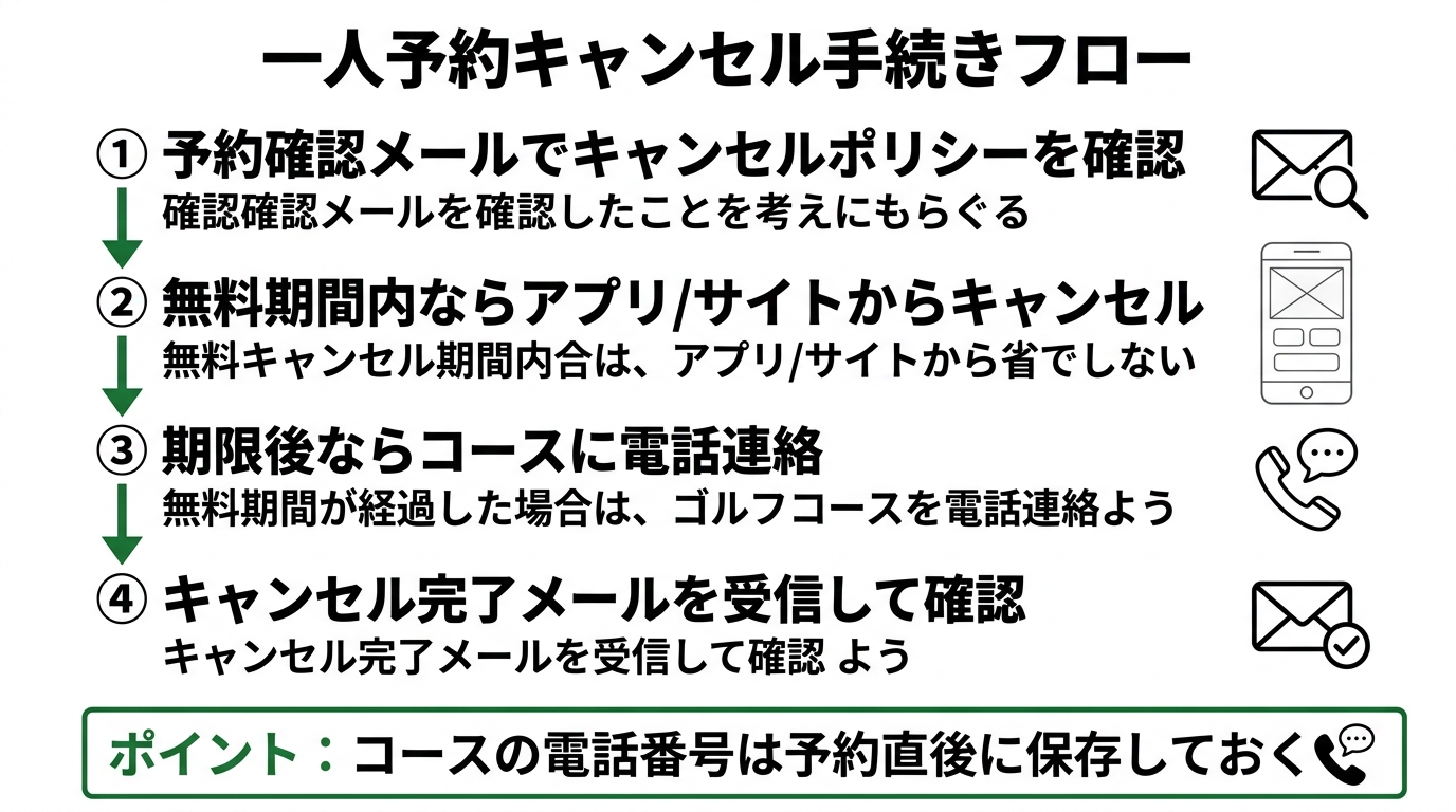 一人予約のキャンセル手続き4ステップフロー