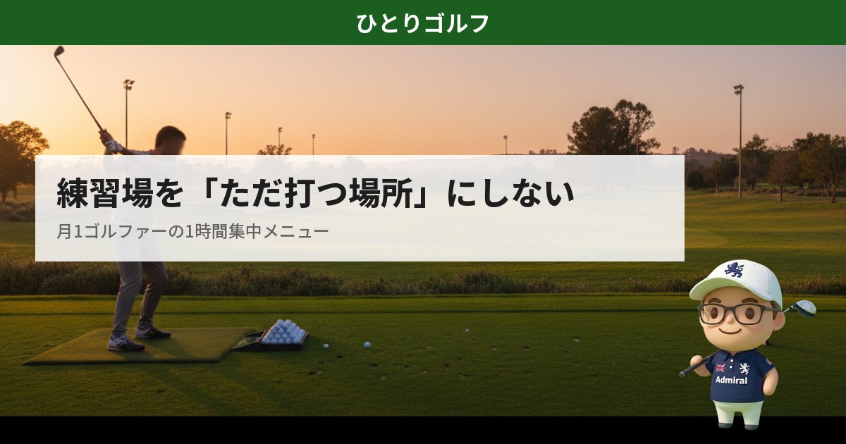 練習場の効率的な使い方｜打席でアイアンのターゲット練習に集中するゴルファー