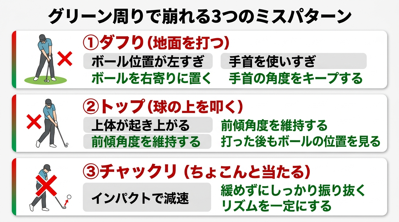 グリーン周りのアプローチ3大ミスパターンと原因