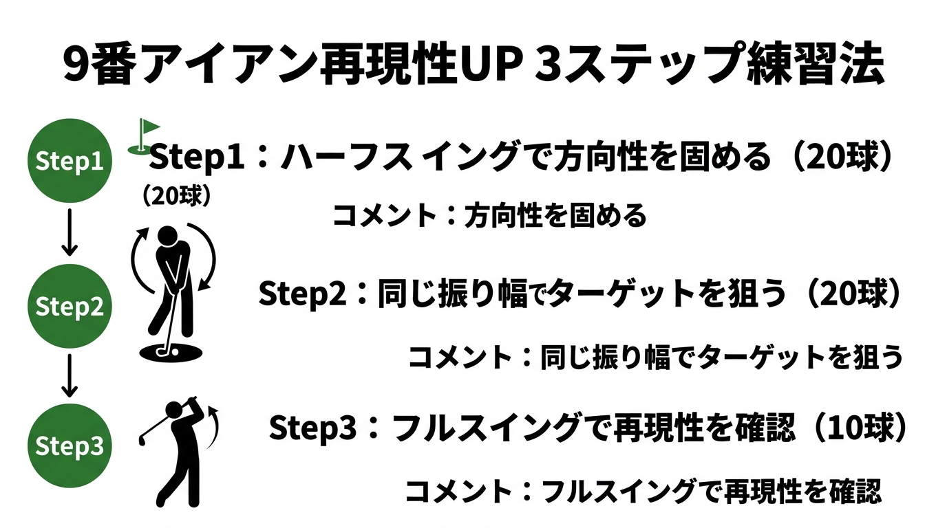 9番アイアンの再現性を高める3ステップ練習法