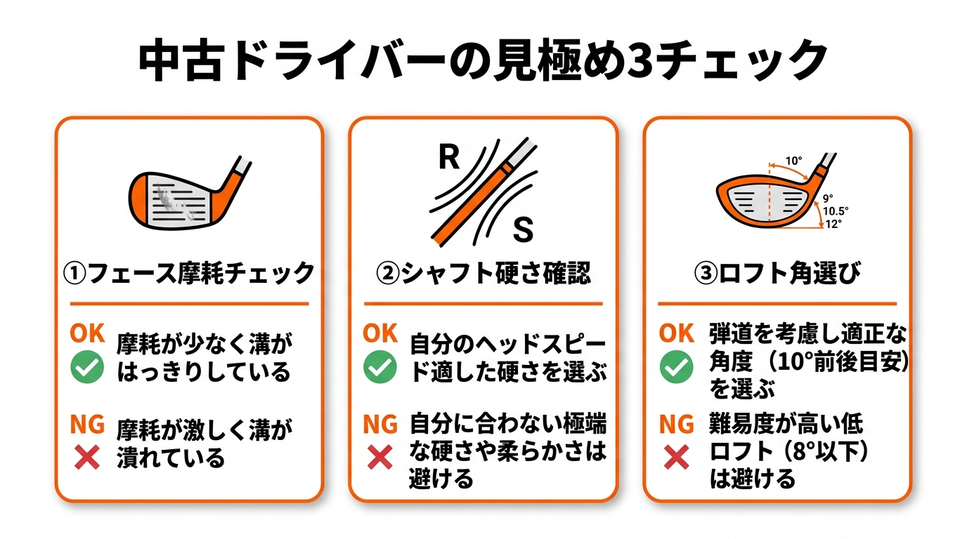 中古ドライバーの見極め3チェックポイント