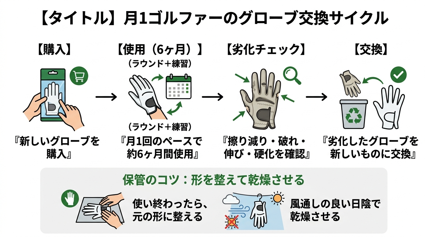 月1ゴルファーのグローブ交換サイクル