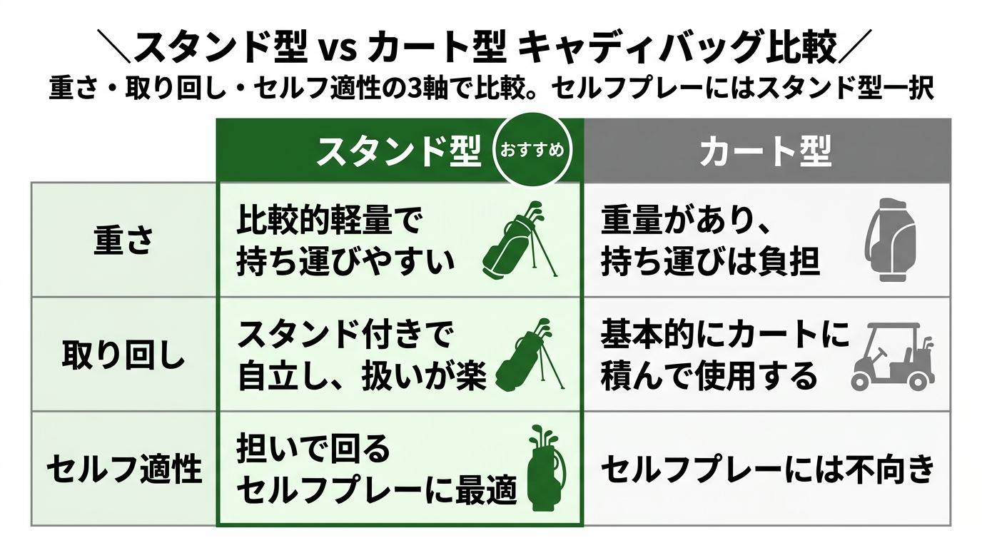 スタンド型vsカート型キャディバッグ比較