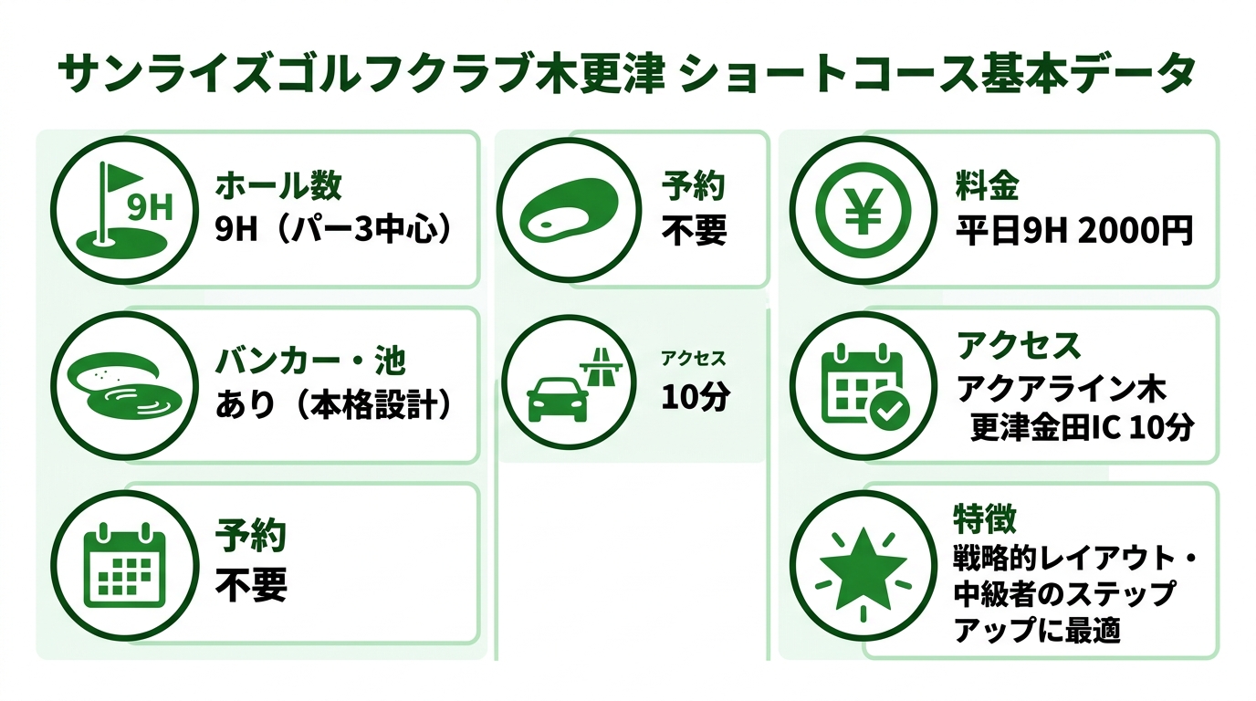 サンライズゴルフクラブ木更津ショートコースの基本データ一覧