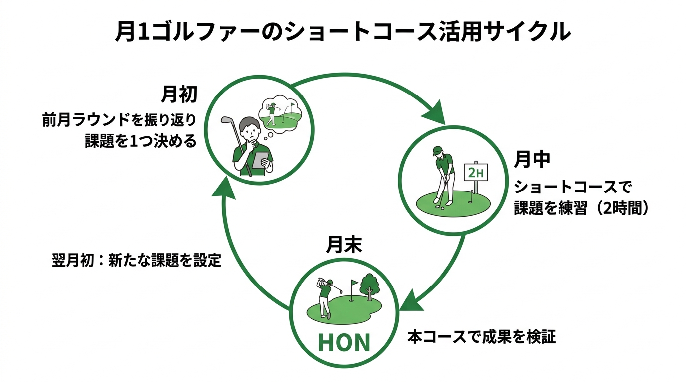 月1ゴルファーのショートコース活用サイクル図