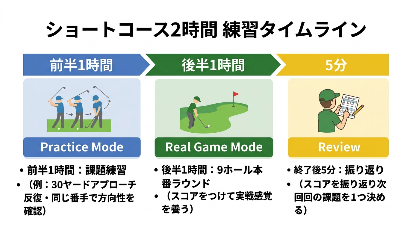 ショートコース2時間の練習タイムライン