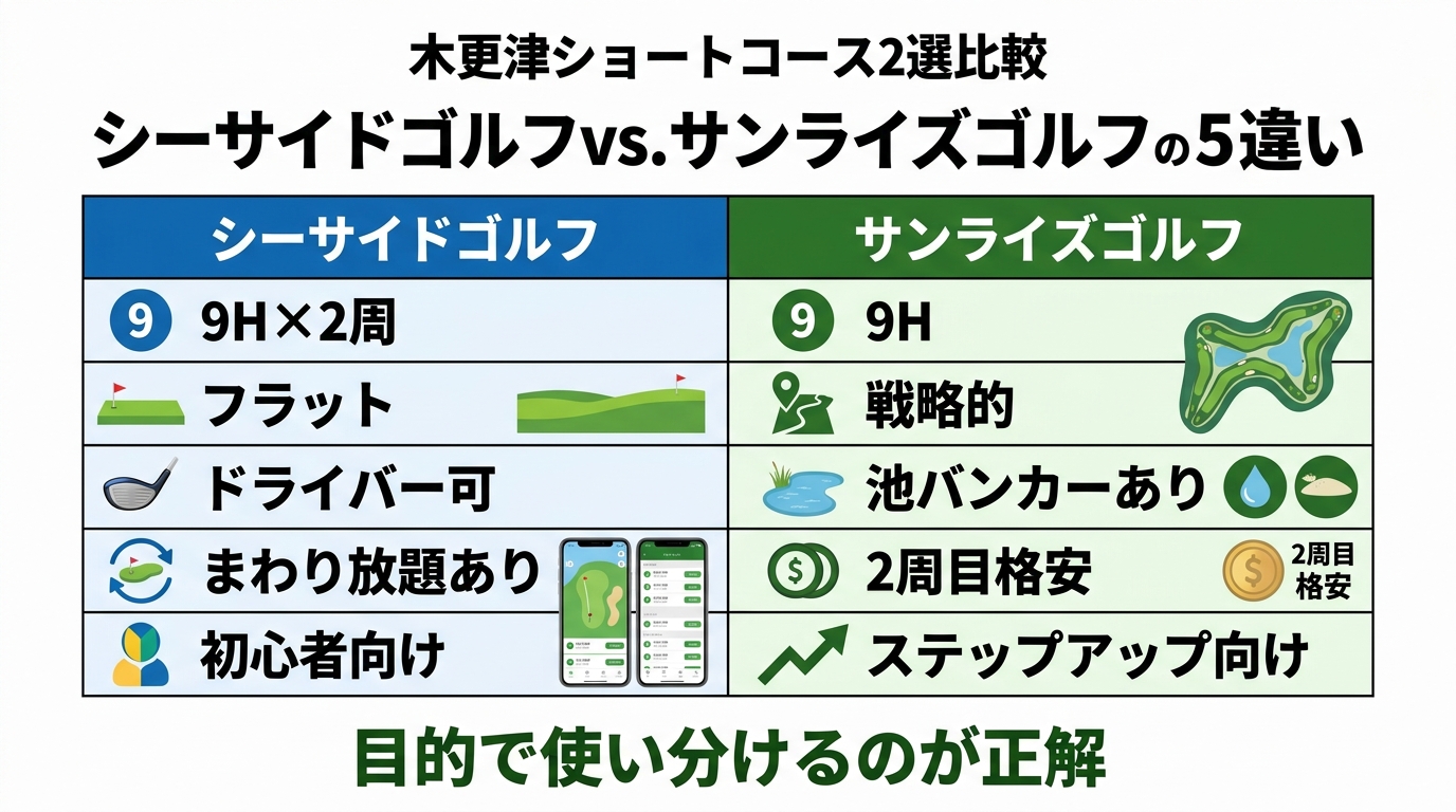 木更津ショートコース2選（シーサイドvs.サンライズ）比較図