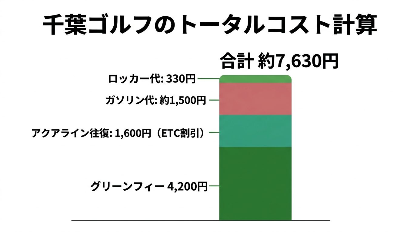 千葉ゴルフのアクアライン代込みトータルコスト計算