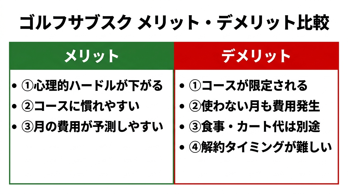 ゴルフサブスクのメリット・デメリット比較表