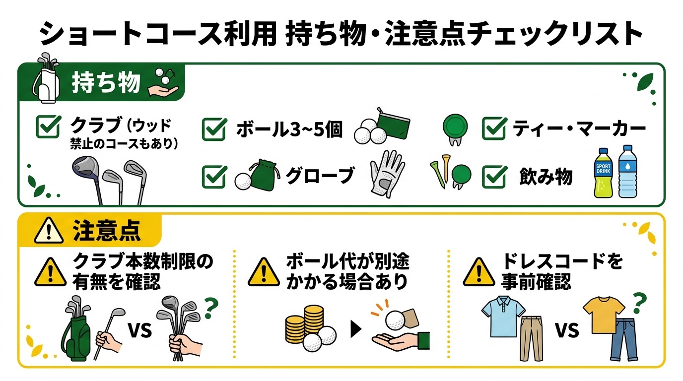 ショートコース利用時の持ち物・注意点チェックリスト