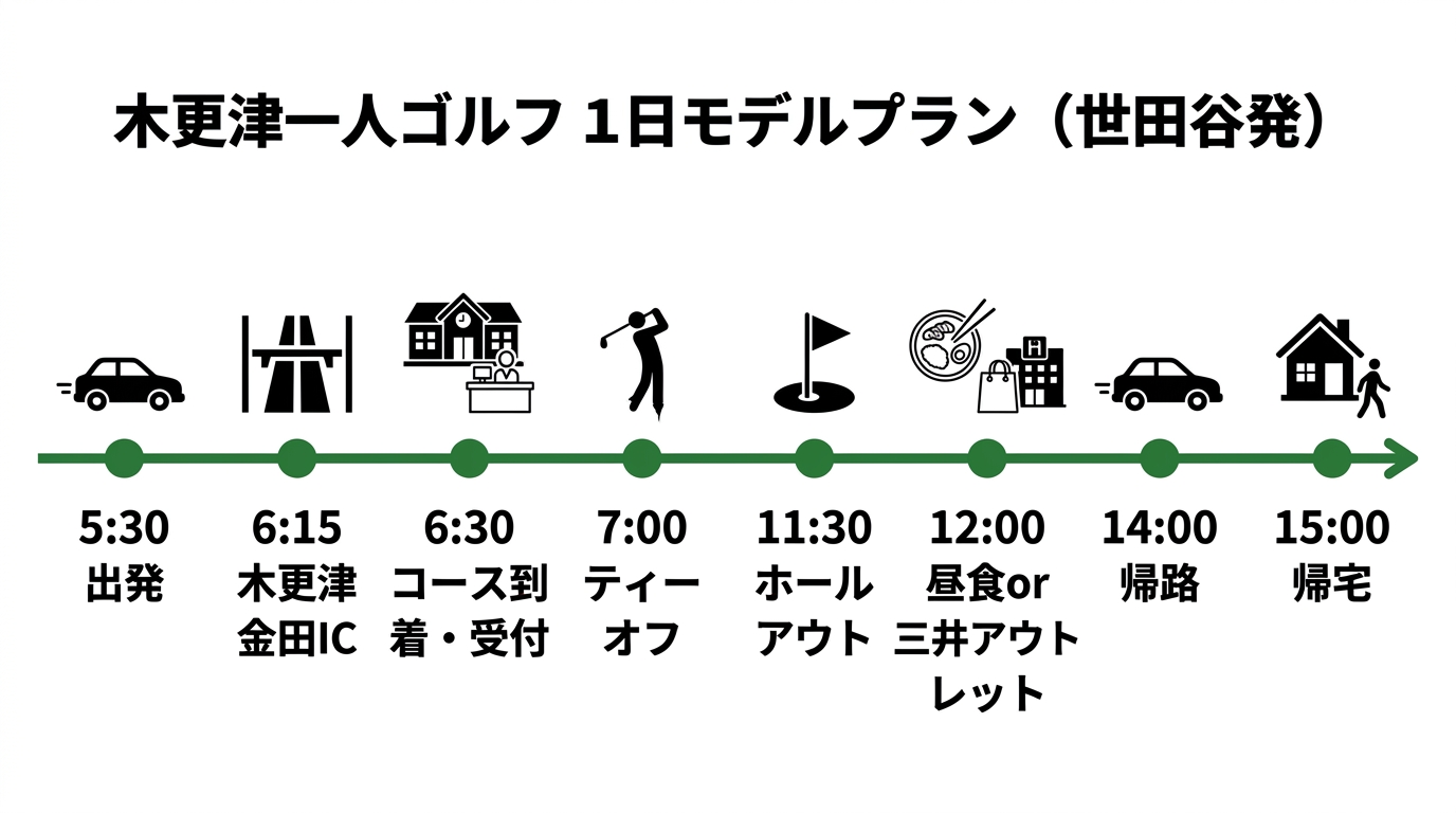 木更津一人ゴルフの1日モデルプラン