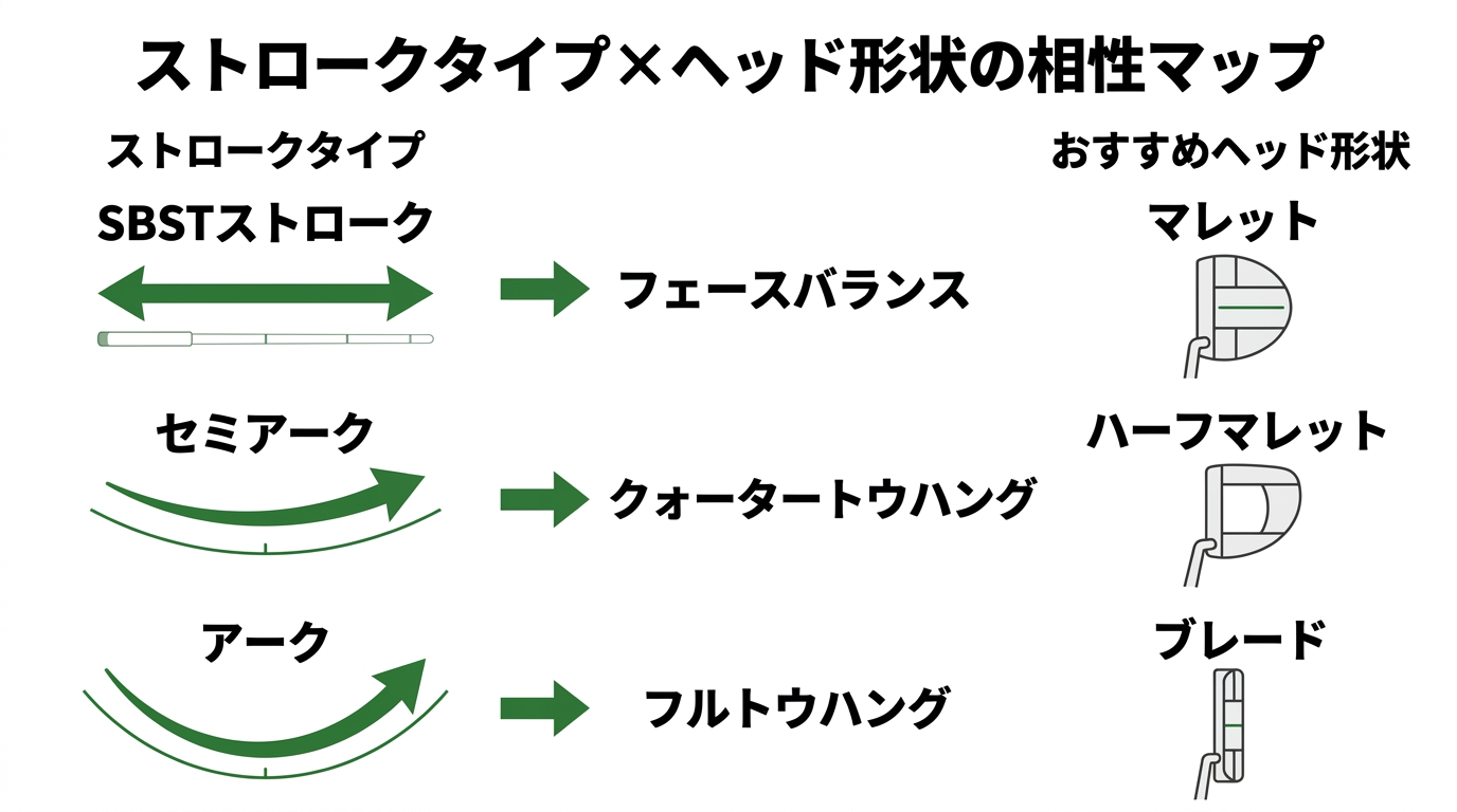ストロークタイプとパターのヘッド形状の相性マップ