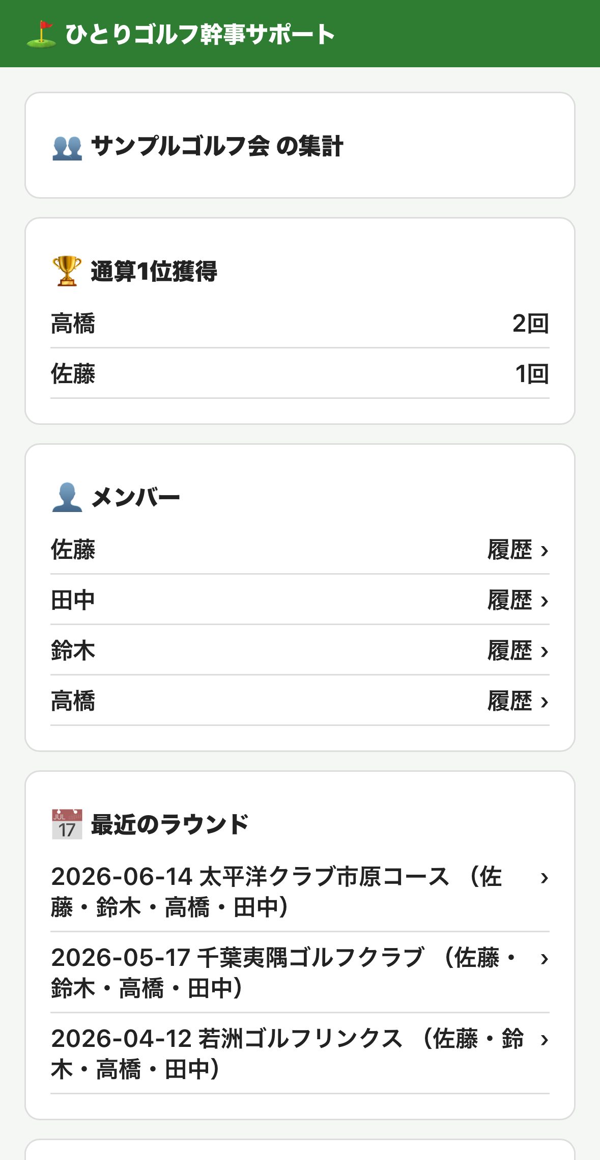 グループ集計画面