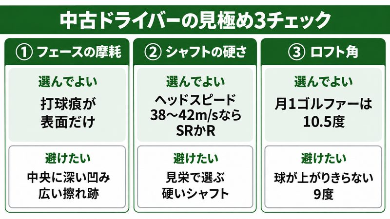 中古ドライバーの見極め3チェックポイント